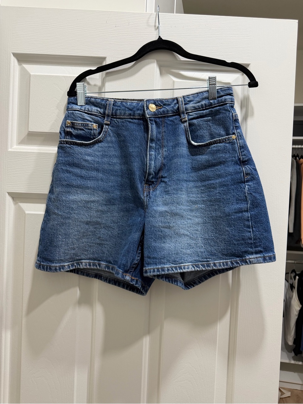 Zara Z1975 Classic High-Rise Mom Shorts - Blue